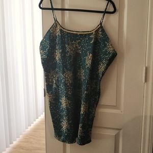 Gold and turquoise  leaf print baby doll